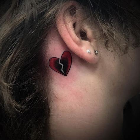 broken heart tattoo behind ear|100 Broken Heart Tattoos and Their Meanings